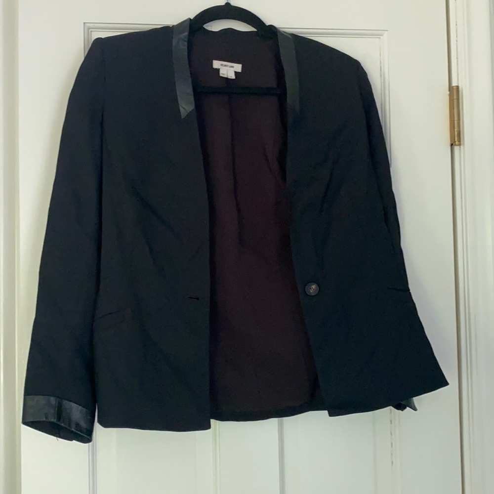 Silk Twill Jacket w Leather Trim